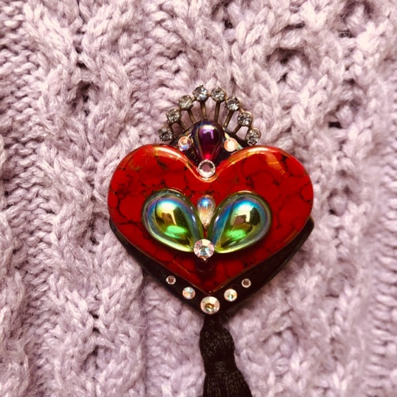 Heart Brooch, Vintage 1 of a Kind with Tassel